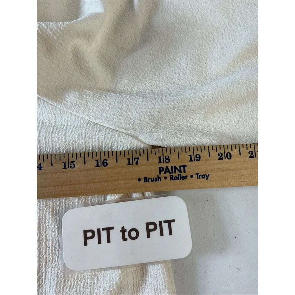 New Sz S Madewell Crepe Square-Neck Puff-Sleeve Top Ivory Travel Casual‎